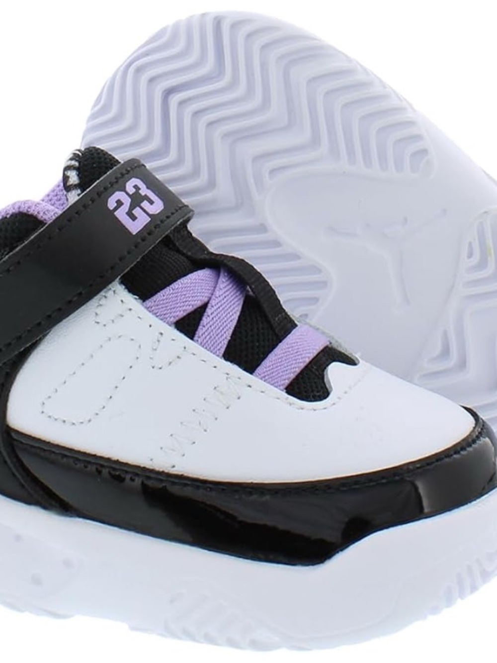 Jordan Kids' White, Black & Purple Basketball Sneakers